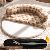 Lit pour animaux de compagnie écologique, lit de luxe moderne pour animaux de compagnie, lit semi-fermé pour chats et chiens avec coussin amovible et lavable, tapis de couchage d'hiver