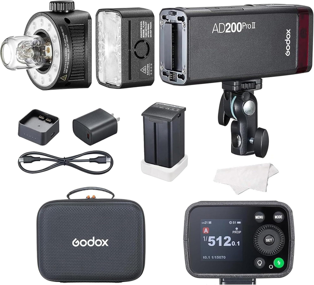 Godox AD200 Pro II Flash Strobe 200Ws 1/8000 HSS 2980mAh Battery 2.4G Wireiess X System Bi-color Modeling Lamp Speedlight Flash