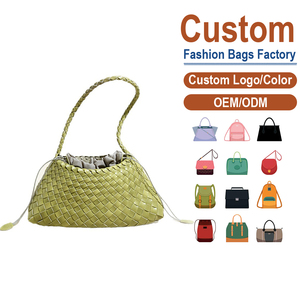 Bolso de Hombro Tejido a Mano Personalizado de Fábrica, Bolso Tote de Cuero Premium con Cordón para Mujer en Verde Mate - Product Image 1