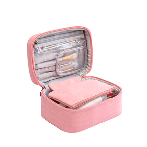 Bolsa de cosméticos de maquillaje Vintage de lujo para mujer, impermeable, de cuero PU NUBUCK, funda portátil con cierre de cremallera para viajes y almacenamiento - Product Image 1