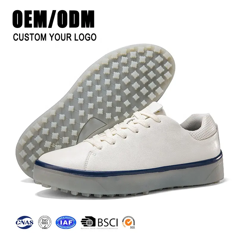 Transpirable impermeable personalizado OEM suela de goma clásico para Hombre Zapatos de golf fabricante