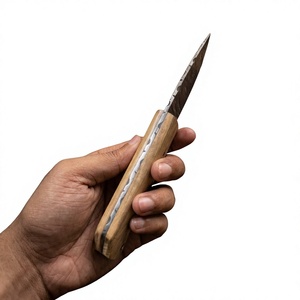 Couteau à lame fixe Drop Point en acier Damas forgé, manche en bois Pakka bleu, personnalisable, dureté 58-60, pour la chasse et le camping - Product Image 2
