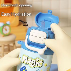 Outdoor Sports Portable Back Strap Stainless Steel Dual-Drink Children's Thermos Vacuum Insulated Water <b>Bottle</b> With Rope Strap - Product Image 5
