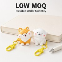 Porte-clés breloque en PVC souple personnalisé OEM, vente en gros directe d'usine, motif duo de chiots Shiba Inu mignons et kawaii
