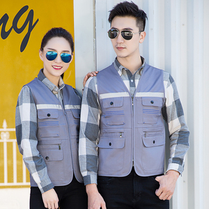 Polyester Cotton Làm Việc Vest & Áo Ghi Lê Unisex Thoải Mái Làm Việc Vest Đa Túi Với Dải Phản Quang Đồng Phục - Product Image 3
