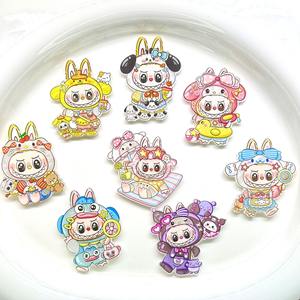 Mặt dây chuyền nhựa hình thỏ dễ thương hoạt hình Haoqing, phong cách Kawaii, dành cho ốp điện thoại, phụ kiện làm tóc tự làm - Product Image 3