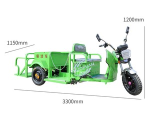 Triciclo Eléctrico de Saneamiento con Plataforma Plana y 4 Contenedores de Basura, Camión Recolector de Residuos de Tres Ruedas, Capacidad de Carga de 100-200 kg, Autonomía de 50-70 km - Product Image 1