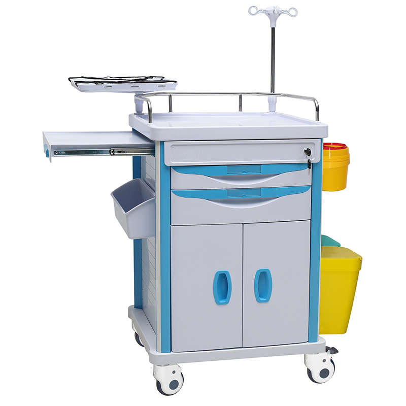 MN-EC002 Adjustable Multifunction ABS Plastic Hospital  Medical Trolley Emergency Trolley