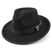 Nouveau Design Vintage Fedora Chapeaux Femmes Large Bord 100% Laine Feutre Chapeau Avec Arc En Gros Allemand Unisexe Fedora Chapeaux pour Hommes