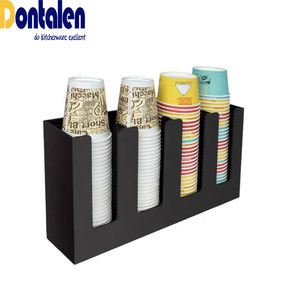 Dispenser per tazze da caffè Dontalen e supporto per coperchio con tasche in paglia e condimenti - Product Image 5