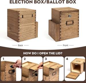 Caja de sugerencias de madera hecha a mano personalizada FSC BSCI, caja de colección de comentarios montada en la pared con cerradura - Product Image 4