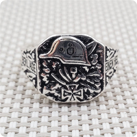 Bague Chevalière Prussienne en Émail Noir, Bague Chevalière Croix de Fer Argentée, Bijoux pour Hommes