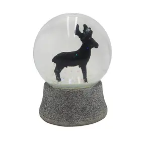 Sevimli reçine hayvan karakter su topu Glitter ile özel Mini diy reçine cam kar küresi