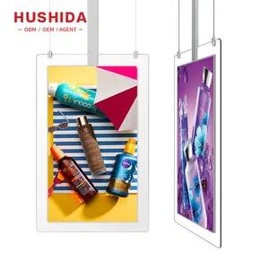 Hushida Trần treo màn hình kép 700nits độ sáng Cửa sổ cửa hàng Màn hình quảng cáo trong suốt Màn hình hiển thị OLED