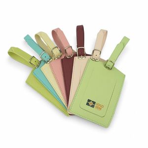 Etiqueta de Equipaje de Cuero PU con Logotipo Personalizado, Etiqueta de Nombre para Maletas de Viaje, Regalo Promocional Corporativo, Fabricante OEM, Color Azul Cielo - Product Image 5