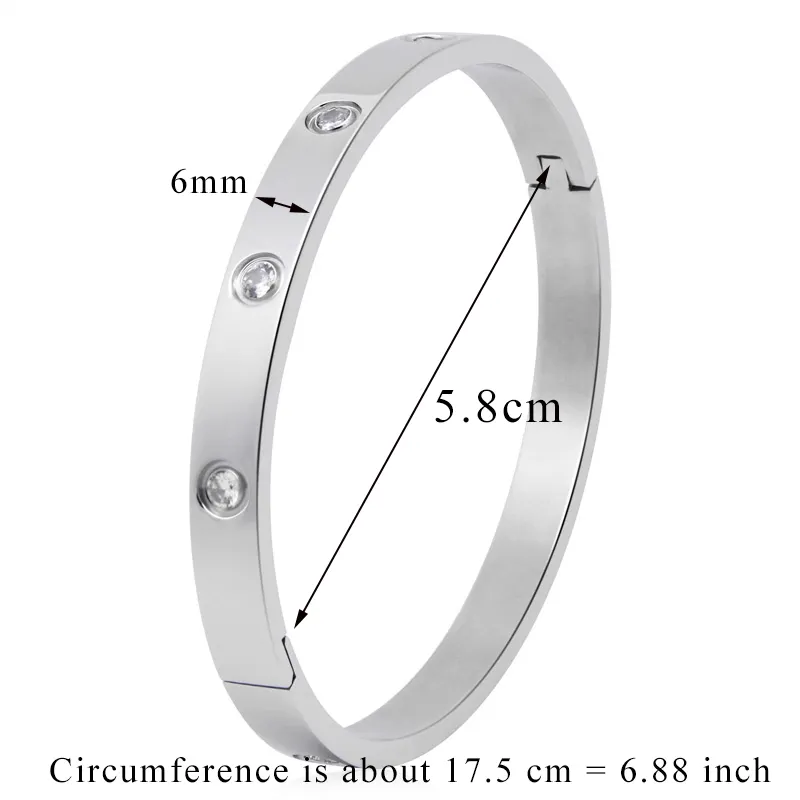 Moda Venda Quente De Aço Inoxidável Jóias Gravado Amor Parafuso Pulseira Mulheres Bonitas Pedra De Cristal Cuff Bracelet