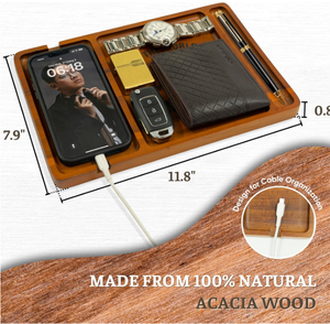 <span class=keywords><strong>Bandeja</strong></span> de Almacenamiento de Madera para Vaciar tus Bolsillos, Estilo Americano, Diseño Desmontable, Color y Logotipo Personalizables - Product Image 4