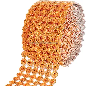 Wholesale Ribbon Trimming Plastic Acrylic Rhinestone Decorative Diamond Mesh Wrap Roll For Gift Packaging