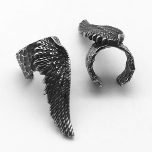 yunnique Feather Cuff <b>Earrings</b> Stainless Steel Geometric Design Unisex Fashion Jewelry - Product Image 2