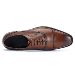 2024 <b>Brogues</b> Style Formal Business Oxford Shoes for <b>Men</b> Precision Stitch Genuine Leather Durable Waterproof Pointed for Office - Product Image 4
