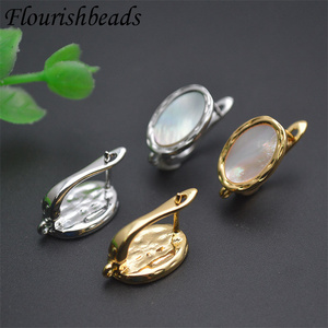 Vente en gros bonne qualité antirouille couleur or naturel vadrouille coquille ovale Shvenzy boucles d'oreilles crochets résultats pour la fabrication de bijoux - Product Image 4