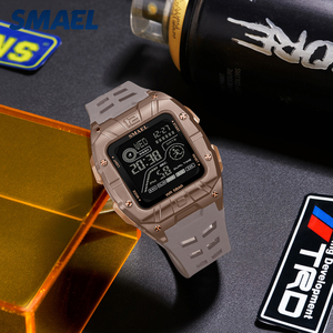 นาฬิกาข้อมือผู้ชาย SMAEL 8127 ทรงสี่เหลี่ยม ดีไซน์ลำลอง ตัวเรือน ABS สาย PU พร้อมปฏิทิน จับเวลา แสดงผลเรืองแสง กันน้ำ 50 เมตร นาฬิกาอิเล็กทรอนิกส์ - Product Image 5