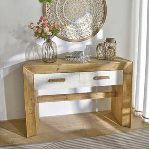 INNOVA Mueble Auxiliar Retro Personalizable, Gabinete Lateral de Madera Sólida Natural, Estilo Rústico, para Sala de Estar, Entrada, Almacenamiento Multifuncional - Product Image 5