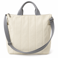 Sac fourre-tout personnalisé en polyester marron pour la couture, idéal pour les ateliers d'artisanat et les voyages, avec un grand espace de rangement et des poignées larges