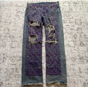 Pantalones acampanados de diseño personalizado con efecto de fricción para reparar bigotes de gato - Product Image 3