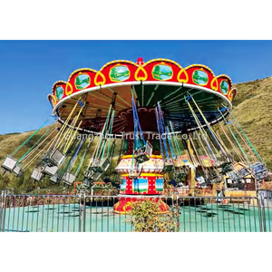 Công viên giải trí bay đu ghế nhỏ vui vẻ đi vòng kim loại và sợi thủy tinh đu Carousel - Product Image 4