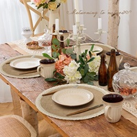 Tapis de table à manger en jute moderne de 14.9 pouces napperons ronds en toile de jute pour tables