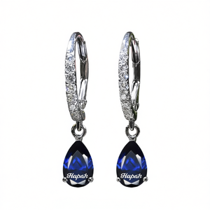 Orecchini Pendenti Hapah con Gemma Blu in Argento 925, Montatura a Goccia, Classici da Donna per Uso Quotidiano - Product Image 1