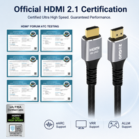 Câble HDMI 2.1 mâle-mâle 8K 48 Gbps ultra haute vitesse 8K/60Hz 4K/120Hz 144Hz tressé