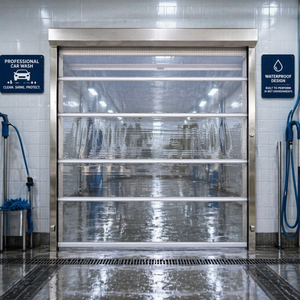 <span class=keywords><strong>Porte</strong></span> intérieure automatique étanche à haute vitesse en PVC, <span class=keywords><strong>porte</strong></span> à enroulement rapide avec rideau transparent pour lavage de voitures - Product Image 4