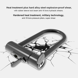 Cerradura en U con huella dactilar para bicicleta, motocicleta, vehículo eléctrico, cerradura inteligente antirrobo, cuerpo de Metal con pasador de 38mm, 140mm de ancho - Product Image 4