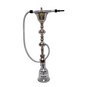 Chicha artisanale Khalil Mamoon Ice Silver Brass avec incrustation de nacre - Noyau et chambre en cuivre, hauteur 102 cm, 3,65 kg - Product Image 2