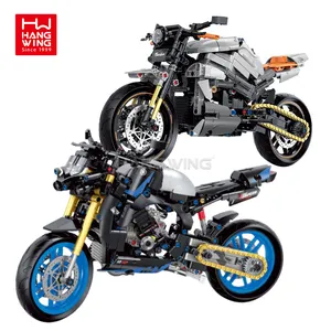 HW 636/642 Uds 4,9mm Technic ladrillos 1:8 clásico Retro calle motocicleta modelo motocicleta bloques de construcción rompecabezas DIY juguetes ensamblados