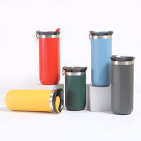 Vaso Térmico de Acero Inoxidable con Aislamiento de Doble Pared, Minimalista, con Logotipo Personalizado, Ecológico, de 12oz, 16oz, 24oz, con Tapa y Pajita