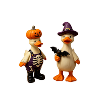 Figurines de canard d'Halloween en résine, statue de canard avec design de chapeau de sorcière citrouille, ornement de table pour la décoration de la maison à l'Halloween