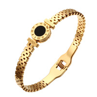 Nouveaux bracelets tendance en pierre noire avec chiffres romains pour femmes et hommes, bracelets creux de style montre pour hommes