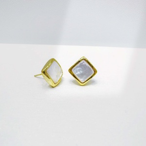 wholesale plata 925 sterling silver Geometric Stud Earring fashion Everyday gold plated shell hypoallergenic western earrings - Product Image 3