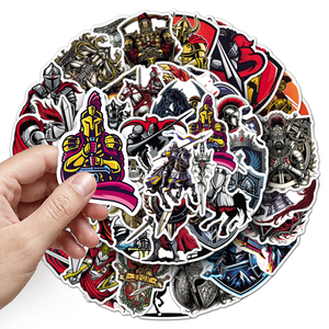 50Pcs PVC Vintage Medieval Knight Warrior Die Cut <strong>Stickers</strong>, Cartoon Themed Waterproof Decals for Motorcycle Helmet Decor - Product Image 6