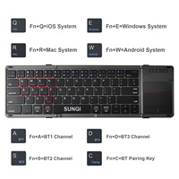 Keyboard Lipat Ukuran Saku dengan Penyangga Number Pad, Keyboard Portabel Multi-Perangkat untuk iPad, Tablet PC, dan Ponsel