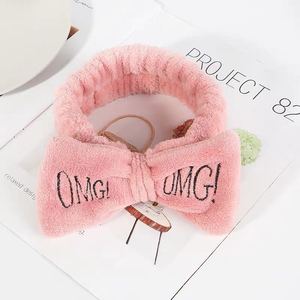 Women <b>Headband</b> OMG Letter Coral Fleece Hairband Wash Face Bow Hairband Women Girl <b>Elastic</b> Soft Turban Headwear Hair Accessories - Product Image 4