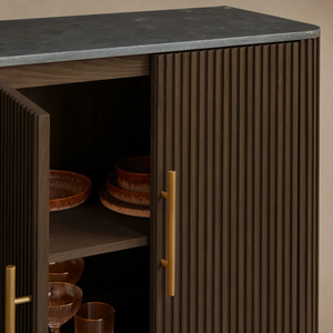 Modern Solid Oak Wood <strong>Sideboard</strong> with Drawers Marble Top Storage Cabinet <strong>for</strong> Dining Room Hotel <strong>Kitchen</strong> Furniture - Product Image 4