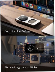 Estación de Carga Inalámbrica Magnética LISEN Mejorada con Qi2 de 15W, Soporte Metálico Plegable para iPhone 17 Pro Max, <span class=keywords><strong>Reloj</strong></span>, AirPods, Viajes - Product Image 3