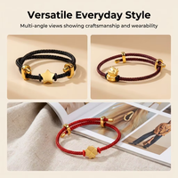 Bracelet porte-bonheur rouge tendance, cordon tressé réglable avec breloque dorée, vente en gros, personnalisation OEM en vrac