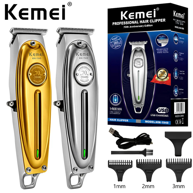Kemei KM-1949 1400mAh Rechargeable Haircut Barber Shaver 5W Hair Cutter Men Clipping Machine Retro Design Quality Beard Trimmer