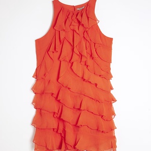 เดรสแฟชั่นสีส้มสำหรับผู้หญิง สไตล์ลำลองหรูหราเซ็กซี่  ช่วงฤดูร้อน  แบบจับจีบระบาย  ทรงไม่สมมาตร  สีพื้น  มินิเดรส - Product Image 6