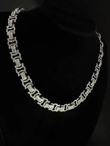 Chaîne cubaine plaquée argent de qualité supérieure avec diamants et moissanite pour homme, style streetwear - Product Image 3